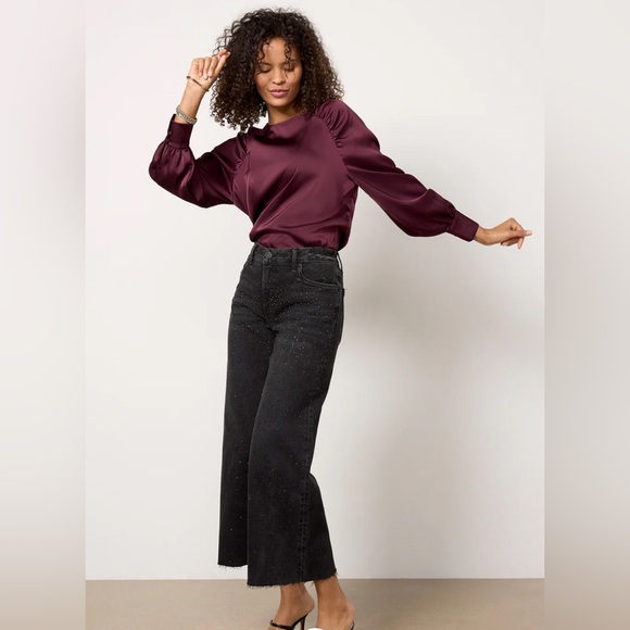Kut from the Kloth Denim - Kut from the Kloth Black Meg High Rise Illuminated Sparkle Jeans Size 14 NWT